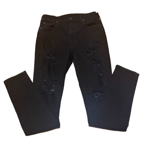 True Religion Denim - True Religion Halle Black Women Ripped Skinny High Rise Pants Jeans Size 27